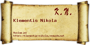 Klementis Nikola névjegykártya